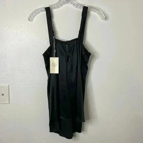 In Bloom by Jonquil Black Silk Chemise Babydoll Nightgown - Picture 4 of 5